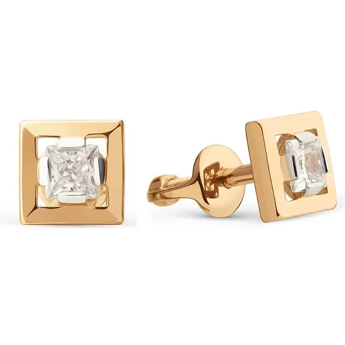 Серьги пуссеты из красного золота