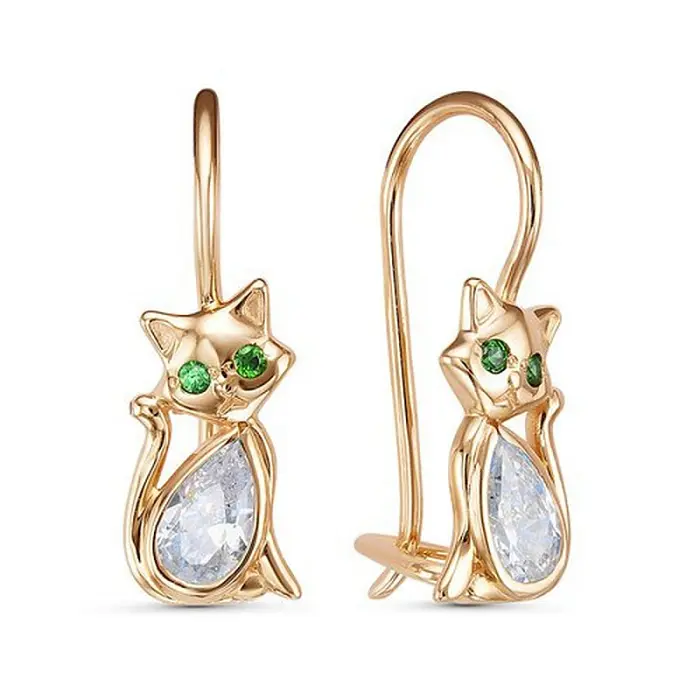 Серьги детские из красного золота