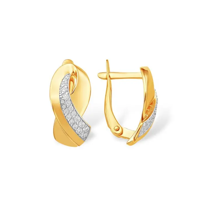 Серьги с английским замком из красного золота
