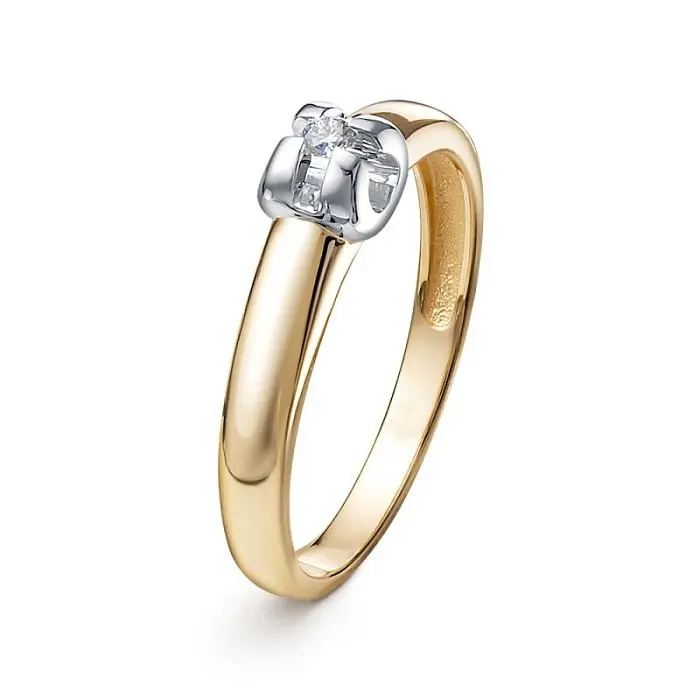 Кольцо помолвочное из комбинированного золота