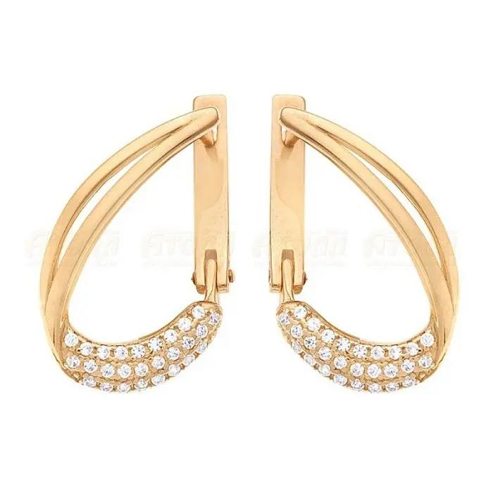 Серьги с английским замком из красного золота