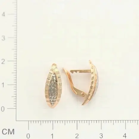 Серьги с английским замком из комбинированного золота