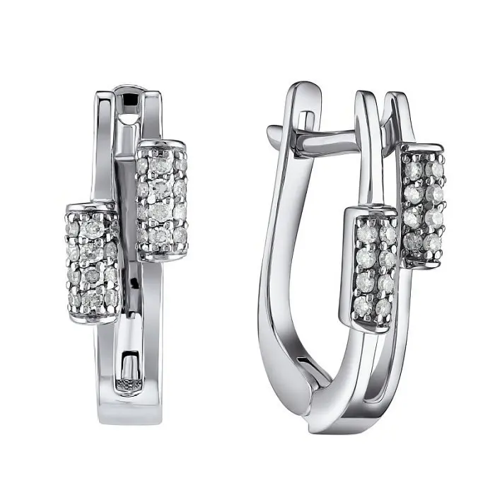 Серьги с английским замком из белого золота