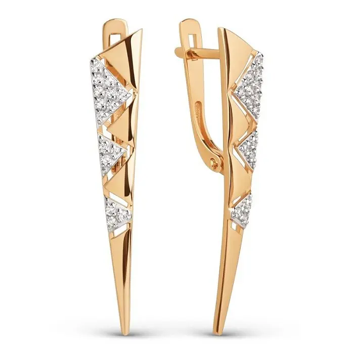 Серьги с английским замком из красного золота