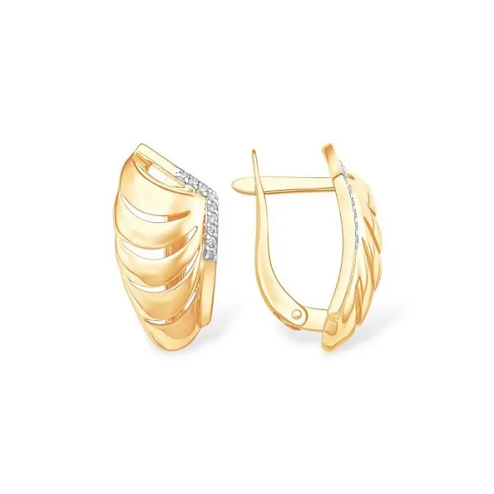 Серьги с английским замком из красного золота