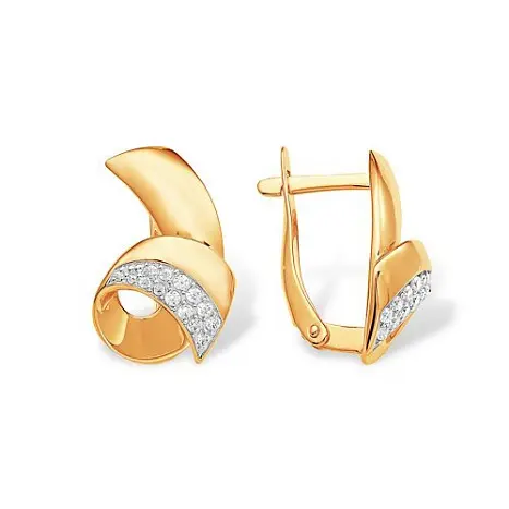 Серьги с английским замком из красного золота