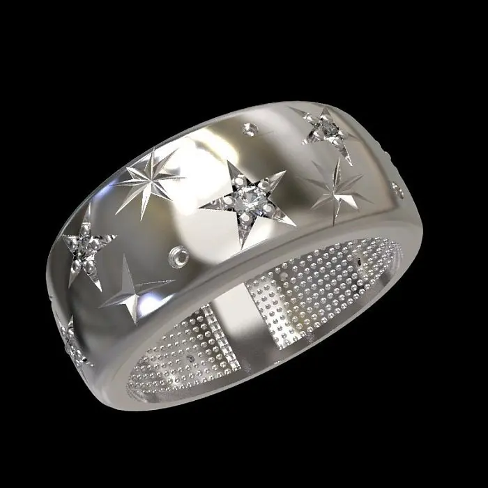 Кольцо декоративное из серебра вид 1