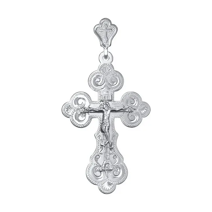 Подвеска крест из белого золота