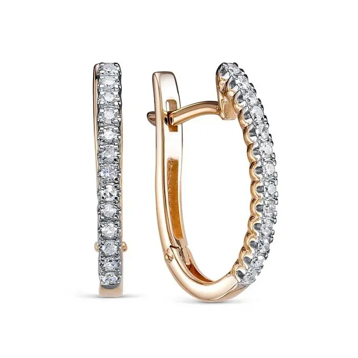 Серьги с английским замком из комбинированного золота