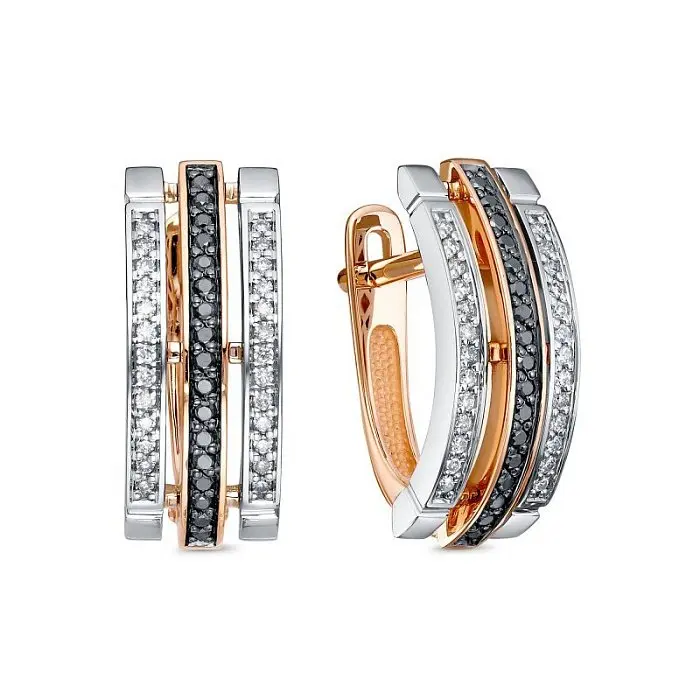 Серьги с английским замком из комбинированного золота