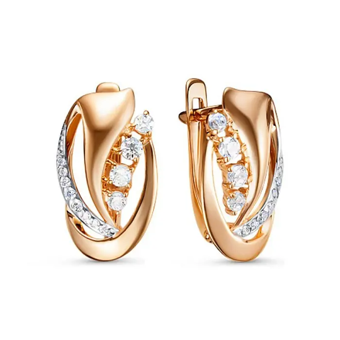 Серьги с английским замком из красного золота