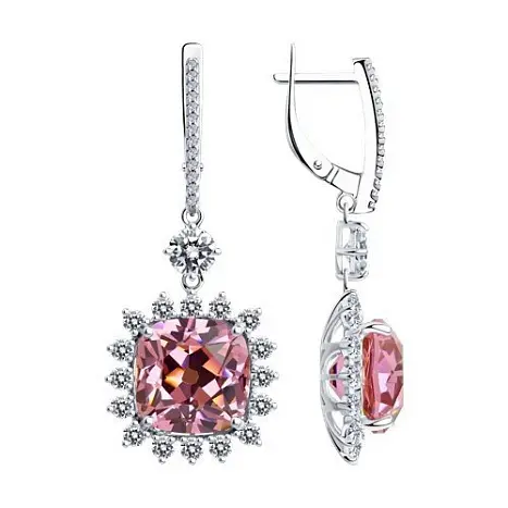 Серьги подвесные из серебра