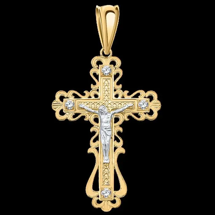 Подвеска крест из красного золота