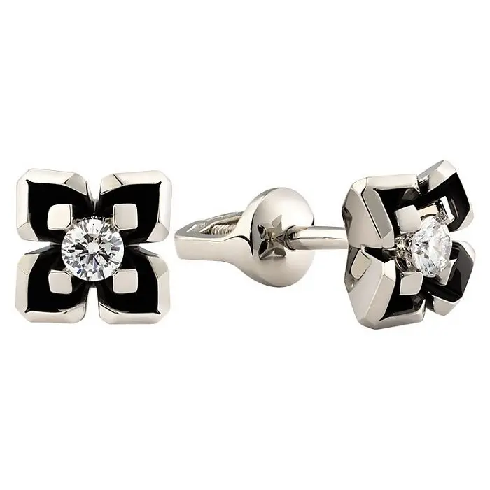 Серьги пуссеты из белого золота вид 1