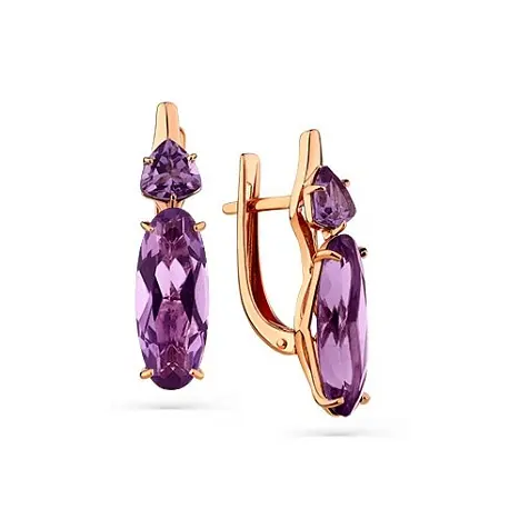 Серьги с английским замком из красного золота