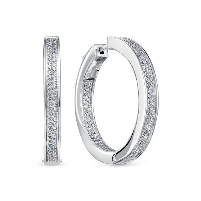 Серьги конго из белого золота