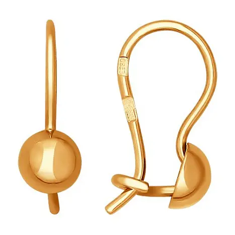 Серьги детские из красного золота