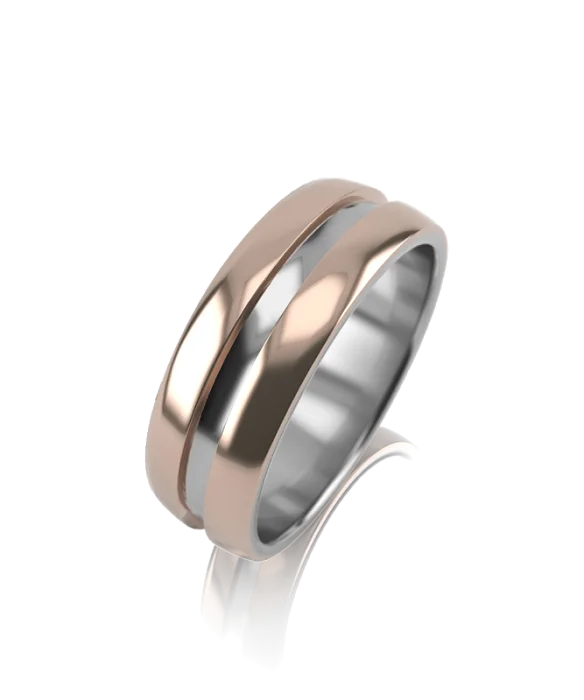 Кольцо обручальное из комбинированного золота вид 1
