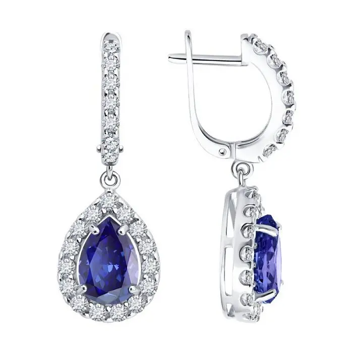 Серьги подвесные из серебра