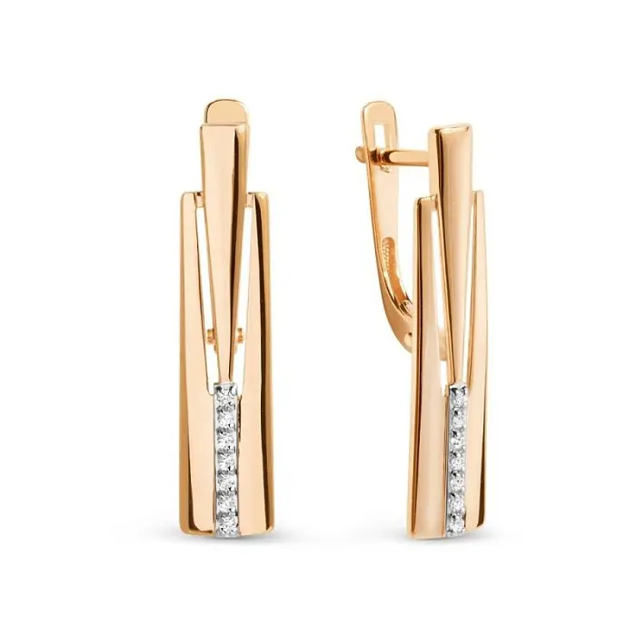 Серьги с английским замком из красного золота