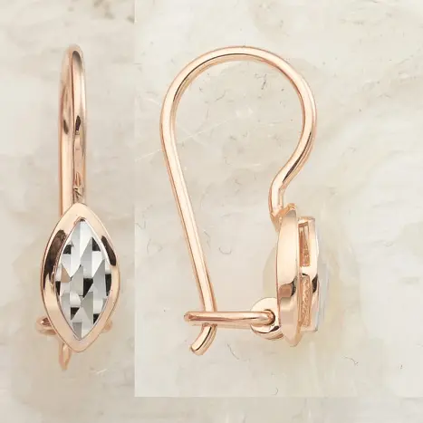 Серьги детские из комбинированного золота