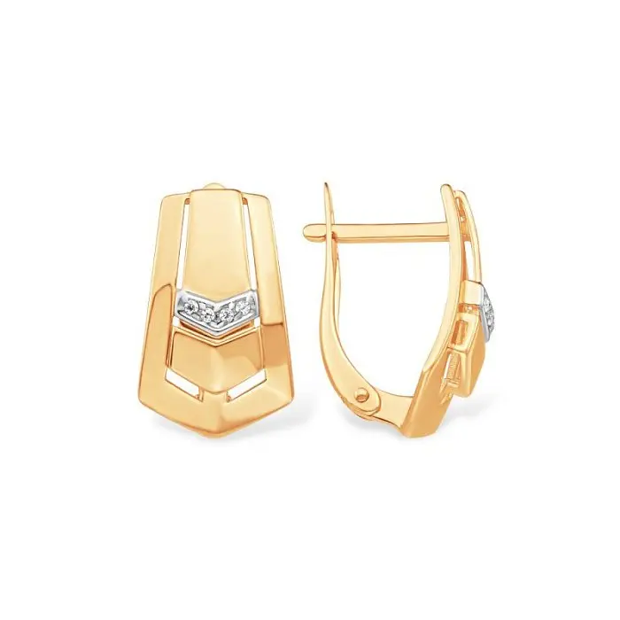 Серьги с английским замком из красного золота