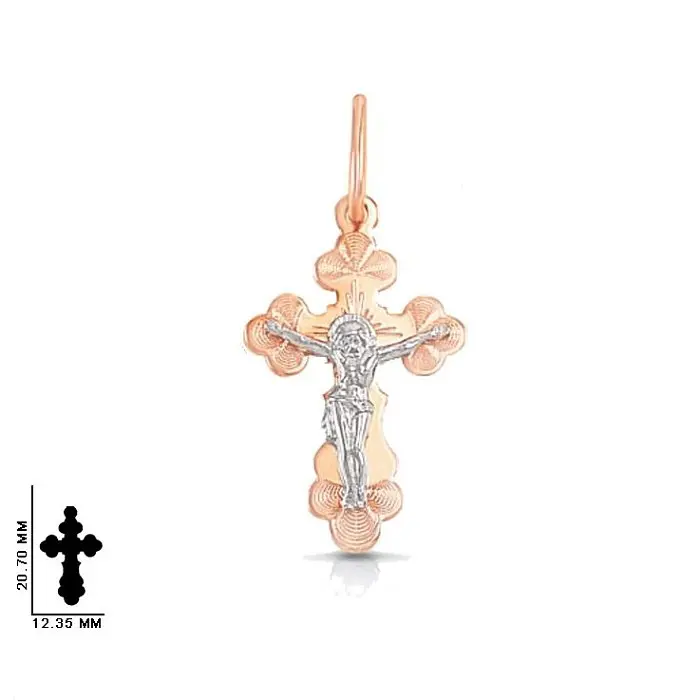 Подвеска крест из комбинированного золота