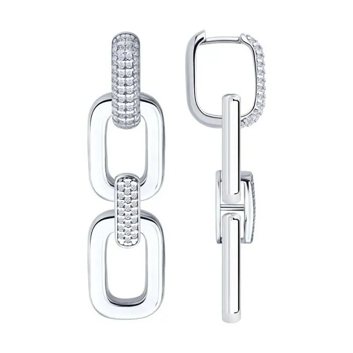 Серьги подвесные из серебра