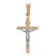 Подвеска крест из комбинированного золота