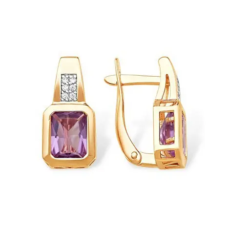 Серьги с английским замком из красного золота