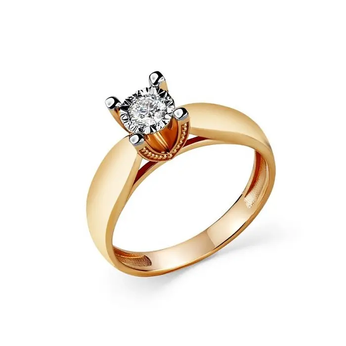 Кольцо помолвочное из комбинированного золота с бриллиантами