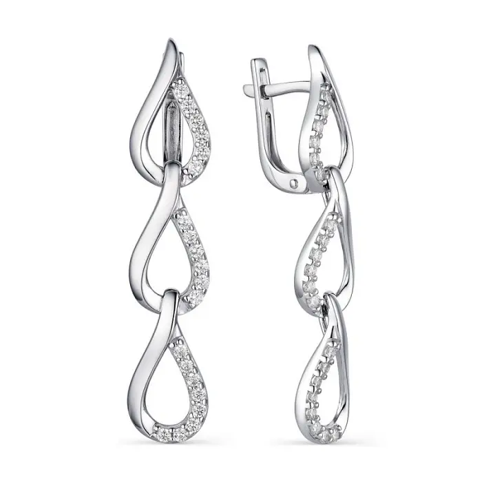 Серьги подвесные из серебра