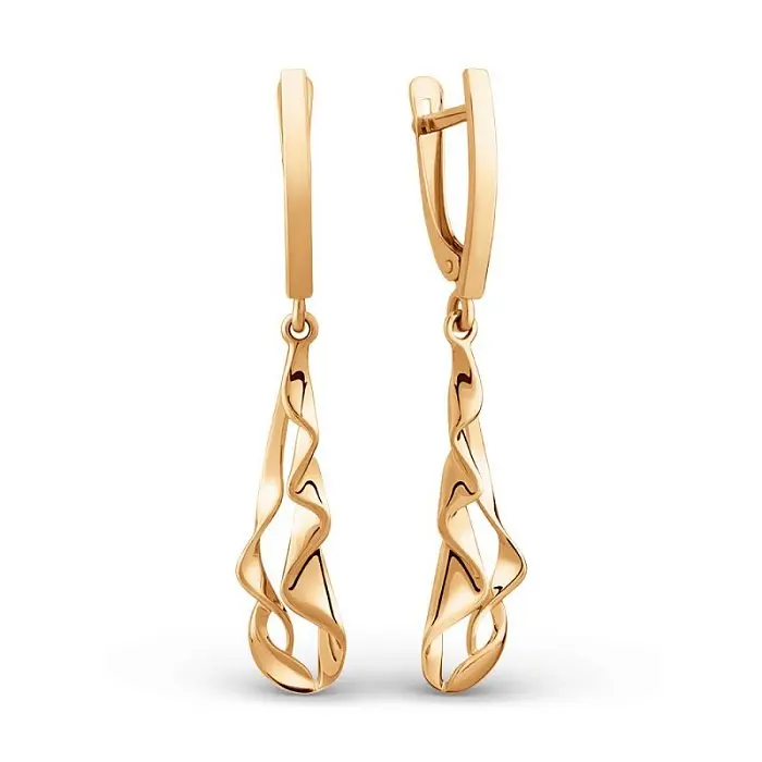 Серьги подвесные из красного золота