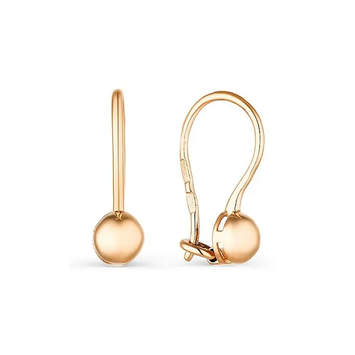 Серьги детские из красного золота