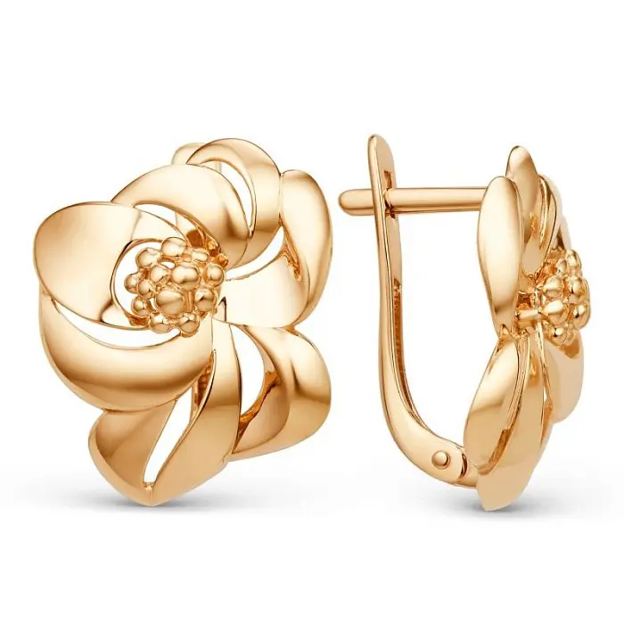 Серьги с английским замком из красного золота