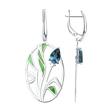 Серьги подвесные из серебра