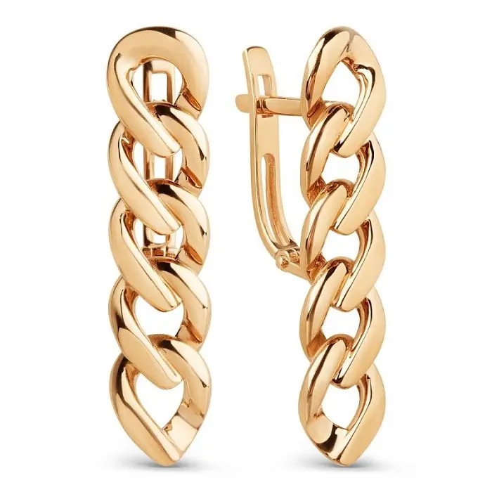 Серьги с английским замком из красного золота