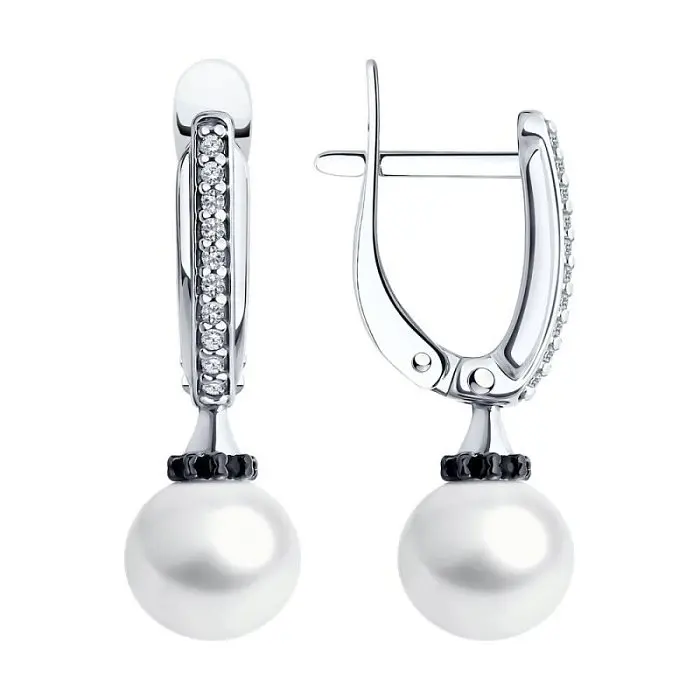 Серьги подвесные из серебра