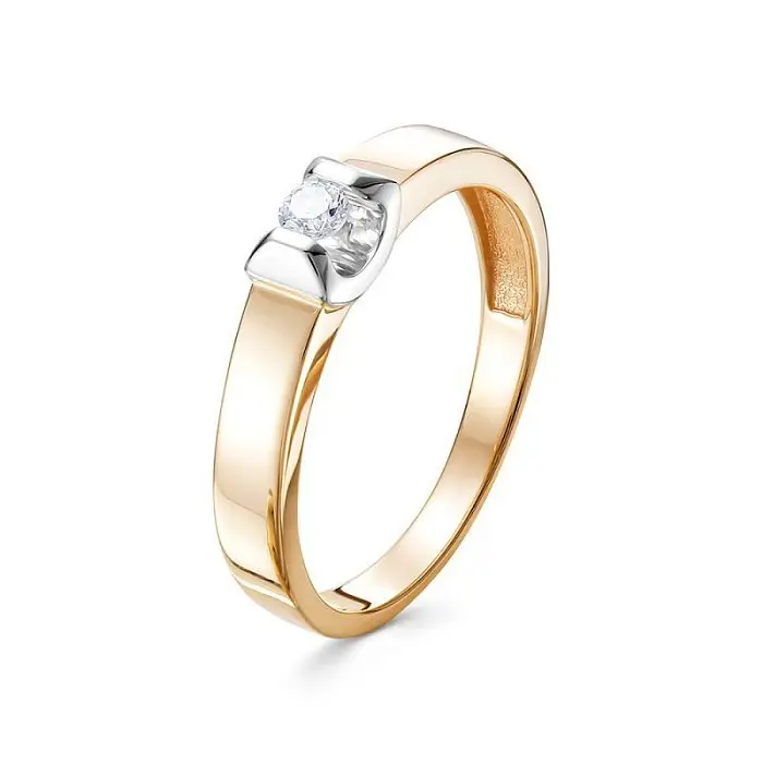 Кольцо помолвочное из комбинированного золота