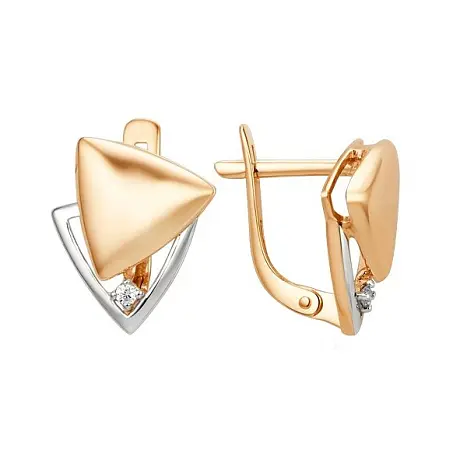 Серьги с английским замком из комбинированного золота