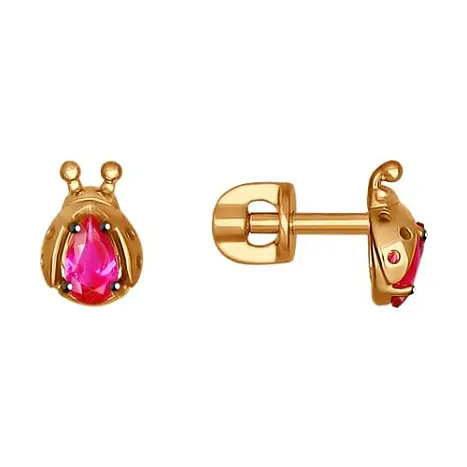 Серьги детские из красного золота