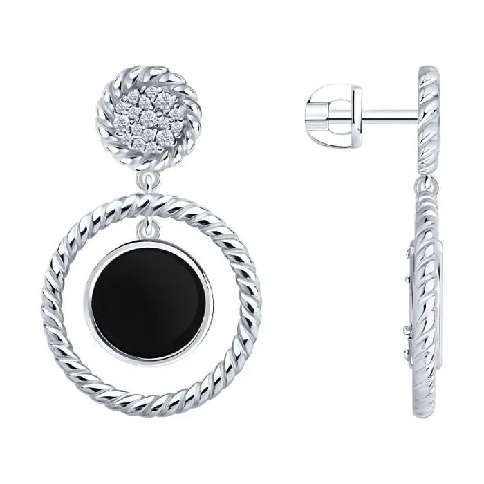 Серьги подвесные из серебра