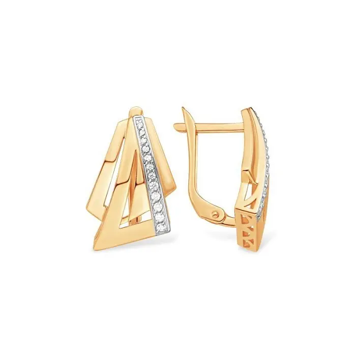 Серьги с английским замком из красного золота