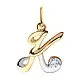 Подвеска буква из комбинированного золота