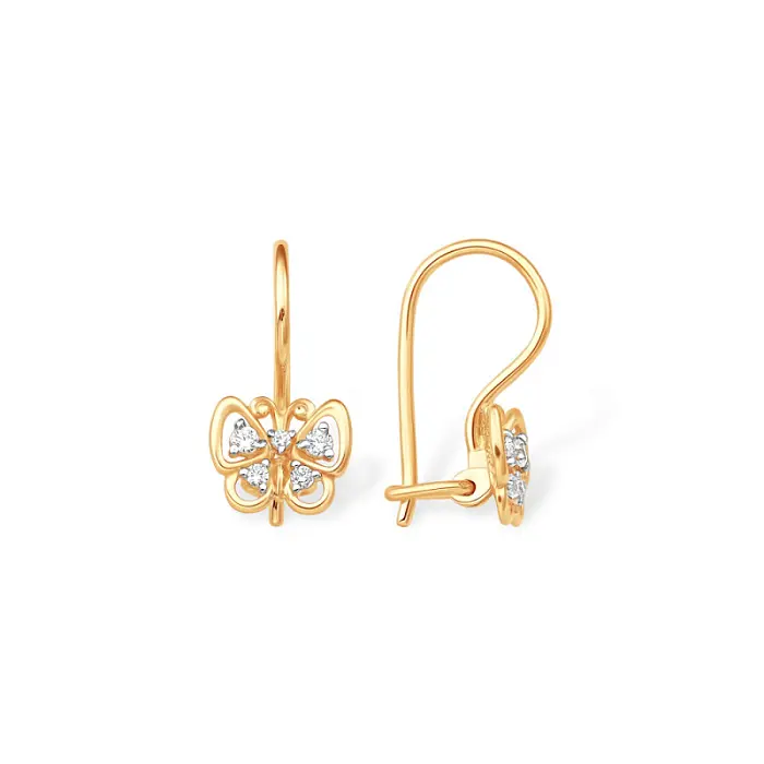 Серьги детские из красного золота