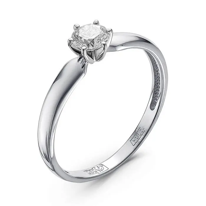 Кольцо помолвочное из белого золота