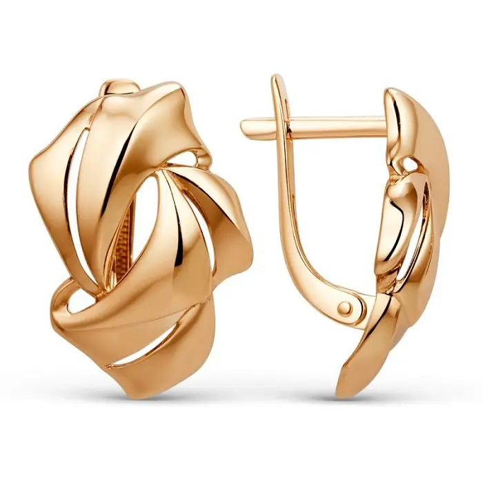 Серьги с английским замком из красного золота