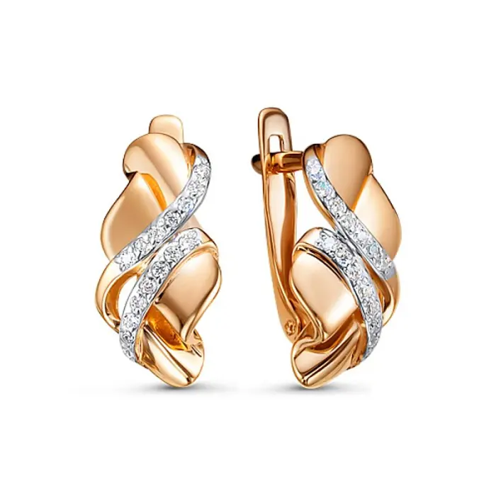 Серьги с английским замком из красного золота