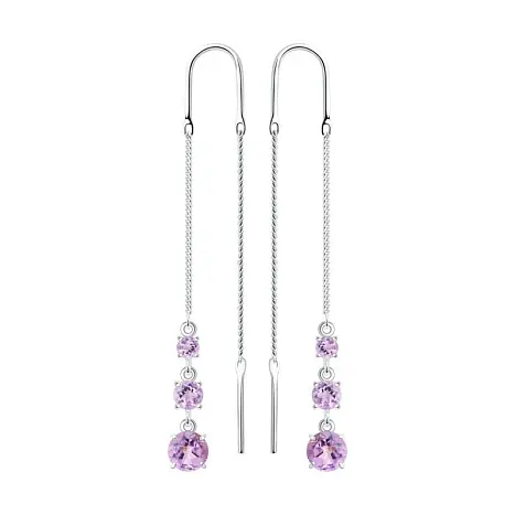 Серьги цепочки из серебра