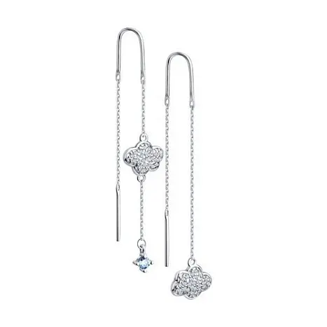 Серьги цепочки из серебра